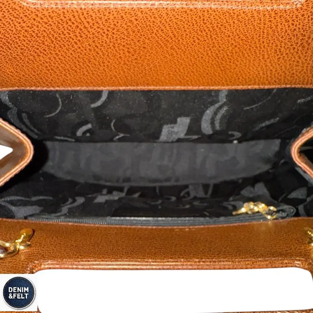 Salvatore Ferragamo Wanda Brown Leather Top Handle‎ Satchel Gold Hardware Purse